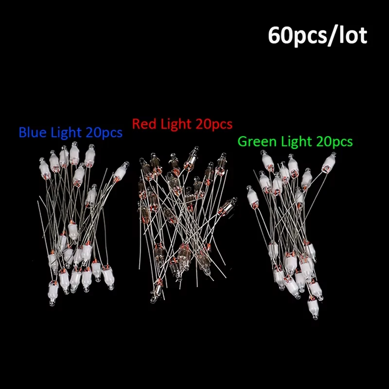 60Pieces Red Green Blue Neon Light Bulb Indicator Light Standard Miniature Bulb - image 1 of 4