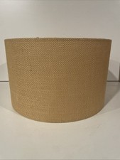 Burlap Fabric Lamp Shade 12  x 7.5  Drum Hardback Shade Spider Frame No Finial