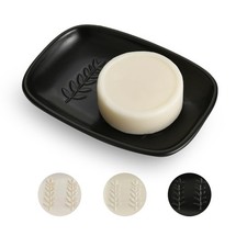 Ceramic Soap Dish for Bathroom, Bar Soap Holder with Elevated Ridges - Keeps ...