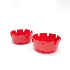 Red Melamac Ashtray Set Vintage 60s Ges-Line Melamine Made in USA