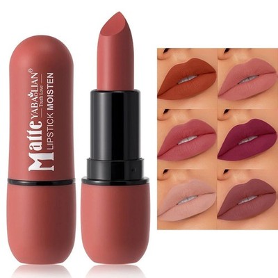 6 Farben matter Lippenstift: Samt Lippenfarbe, glatt, wasserfest, langanhaltende Farbe