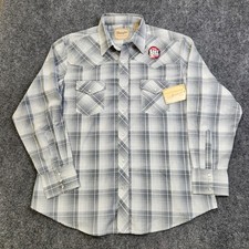 Wrangler Western Shirt Mens XL Gray Plaid Pearl Snap Long Sleeve Cowboy Workwear