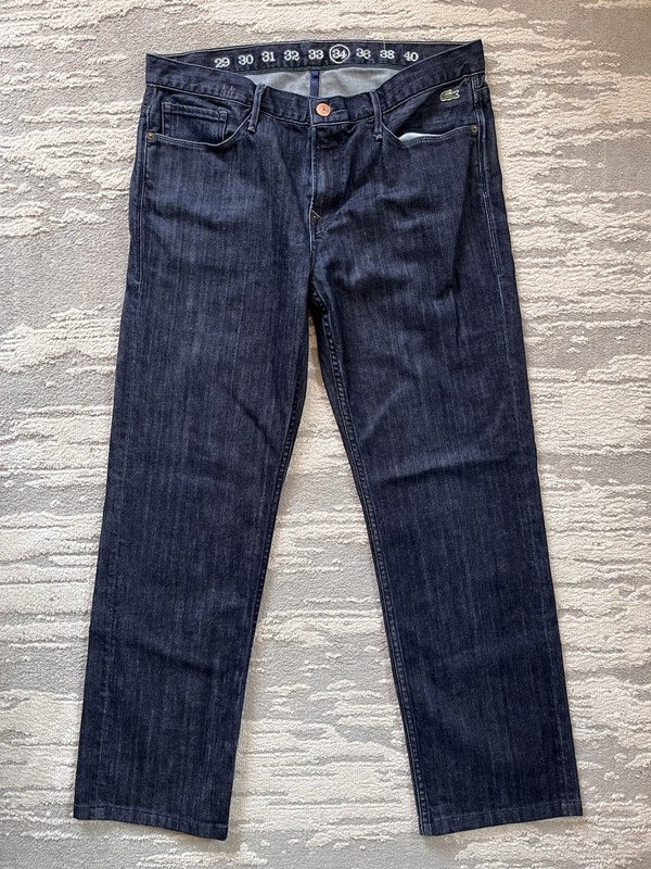 Earnest Sewn Lacoste  Women's Denim Straight Jeans Sz 34 CROC LOGO Made In USA