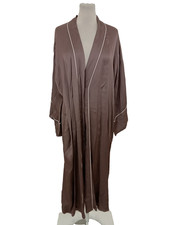 Autograph Women's Satin Wrap Dressing Gown Size S Tawny Pocket Piping Detail New