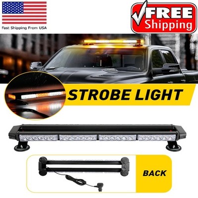 54 LED Strobe Light Bar White Amber Emergency Dash Tow Warning Traffic Advisor