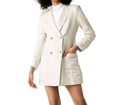 NEW ASTR Beige Linen Blend Mini Dress Blazer Double Breasted Preppy Old  Money | eBay