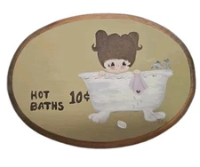 Adorable Handpainted Bathroom Plaque Farmhouse Rustic