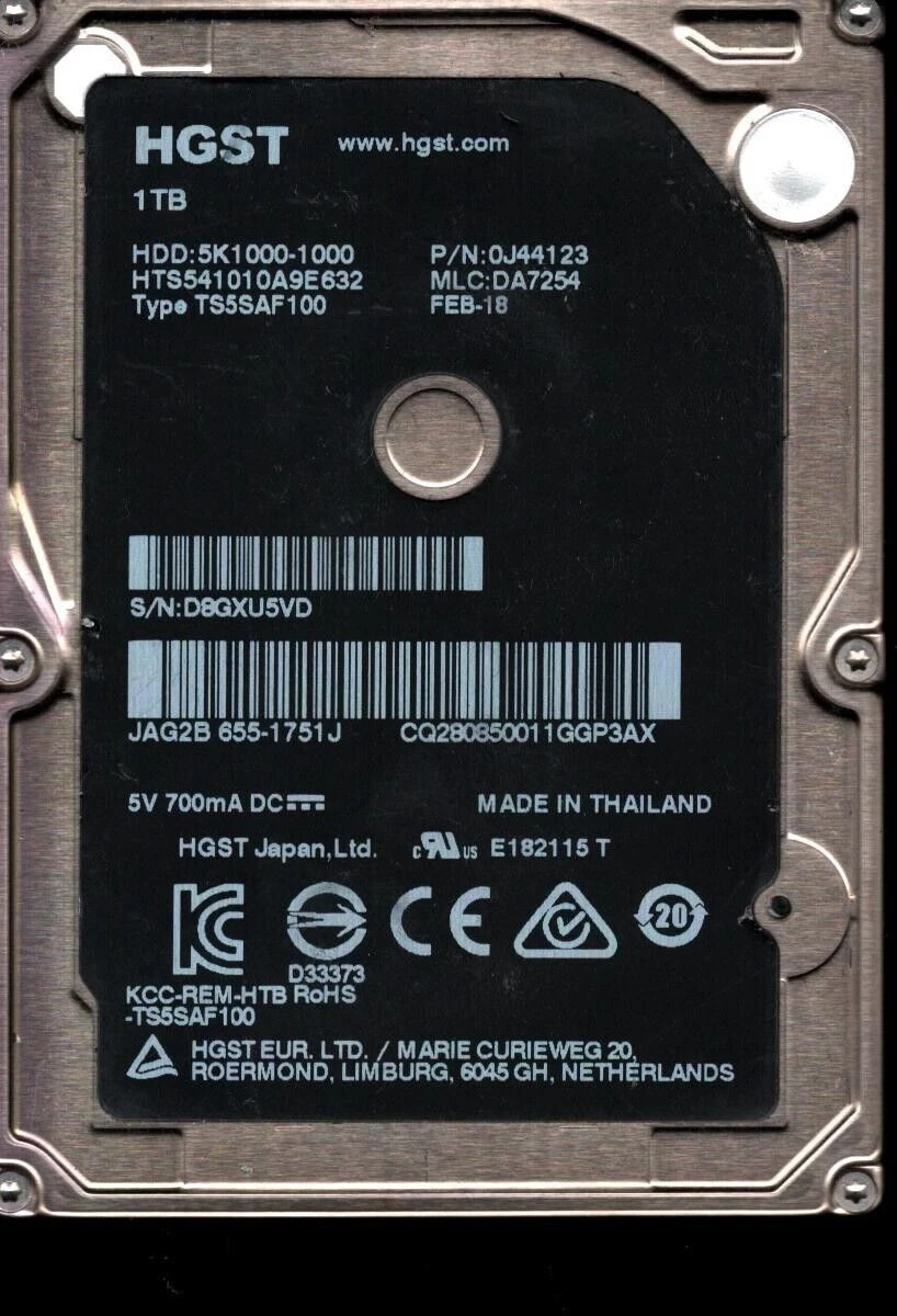 Disque Dur Interne HGST 1To 2,5 Pouces – SATA III, 5400 Tr/min, Travelstar