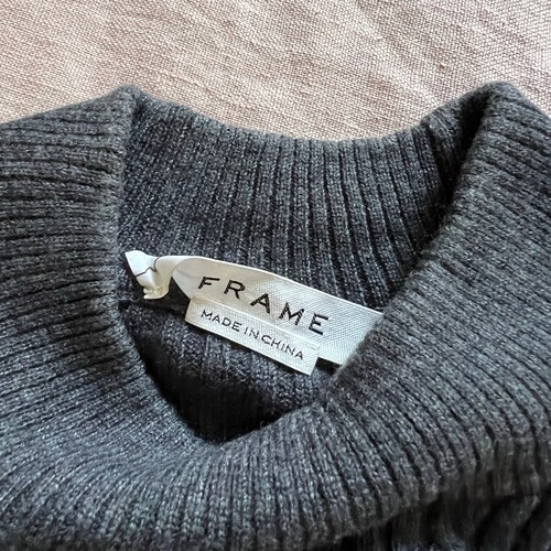 Frame Navy cable knit merino wool Cable Knit Mock Neck Sweater XS - Picture 2 of 3