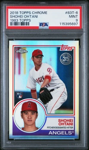 SHOHEI OHTANI 2018 TOPPS CHROME 1983 ROOKIE RC #83T-6 PSA 9 MINT! DODGERS CHAMP!