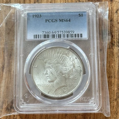 1923 Silver Morgan Dollar Ms64 Pcgs Graded Coin