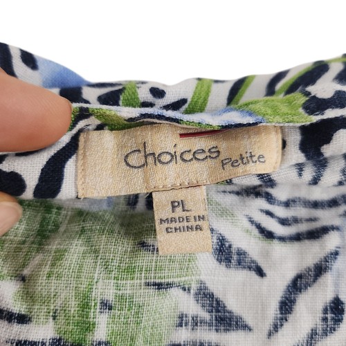 Cárdigan hawaiano vintage para mujer PL grande pequeño 100 % lino estampado de cebra hibisco - Imagen 15 de 16