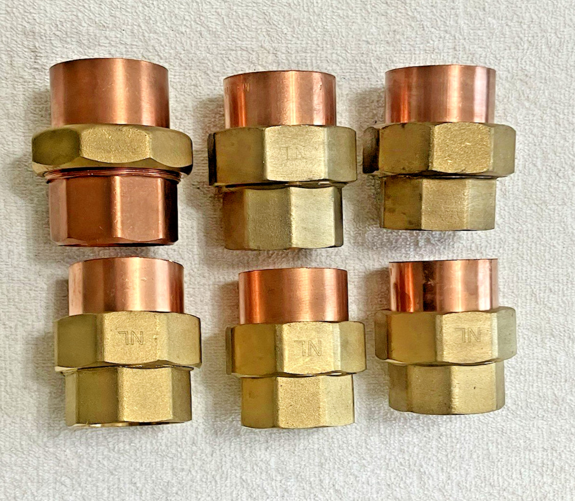 6 LOT NEW 2" COPPER SWEAT UNIONS C x C PLUMBING FITTING