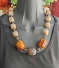 Bold faux amber huge resin acrylic ethnic style costume bead necklace