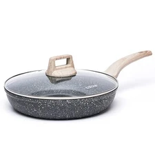 CAROTE Nonstick Frying Pan Skillet,12" Non Stick Granite Fry Pan with Glass Lid
