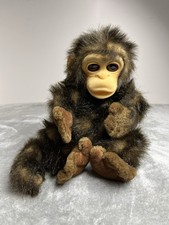 Animal Alley Baby Monkey Plush Hand Puppet Squeaks Flocked Face Vintage 2000 12"