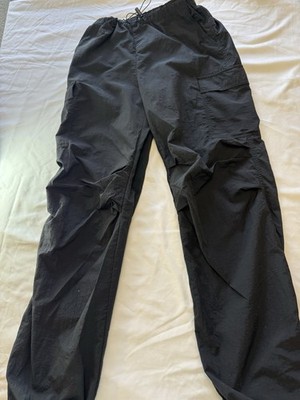 Love Tree Women's Black Cargo Pants Drawstring Elastic Waist Pockets Solid