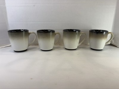 Set of 4 Sango NOVA BLACK #4932 Replacement Coffee Mug Tea Cup, 4'' x 3 1/2'', EUC