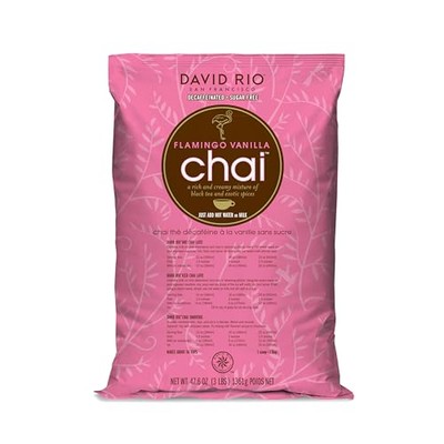 David Rio Chai Mix, Decaf Sugar Free, Flamingo Vanilla, 48 Ounce (Pack of 1)