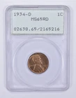 1934-D Lincoln Wheat Cent MS65 RD PCGS Rattler a9187
