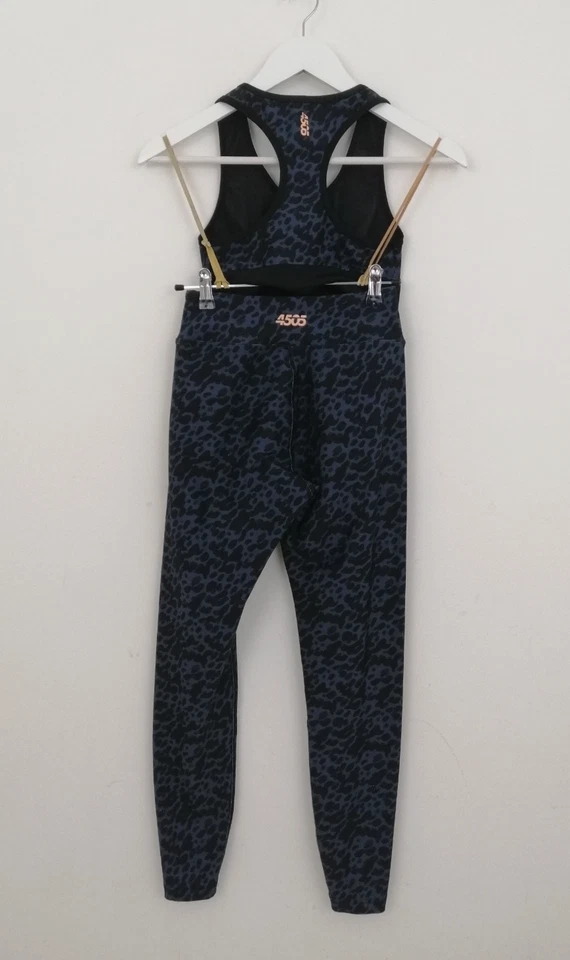 Conjunto de sujetador deportivo leggings para mujer talla 8 negro y azul estampado animal usado F1 de Asos Foto 2 de 4