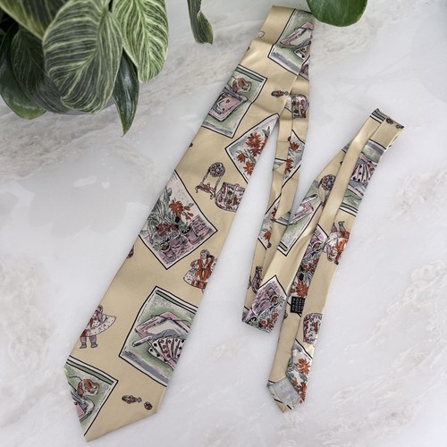 Vintage HOM Paris Silk Tie | Whimsical Academic Desk Print | Curiosity Cabinet