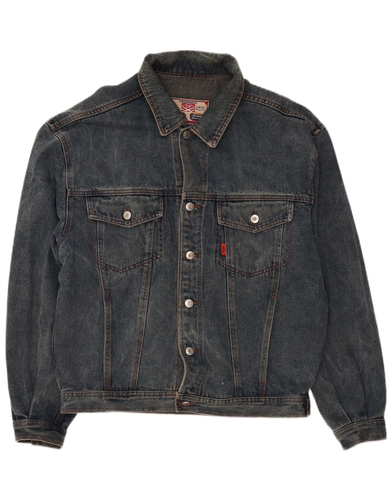 Zip Mens Denim Jacket UK 40 Large Blue AA13