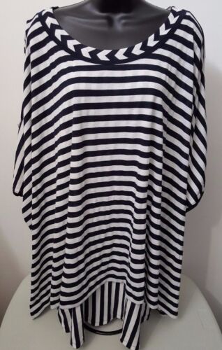 Isabel Toledo Womens Shirt Top Blouse Size 18/20 18W/20W Blue White Striped NEW