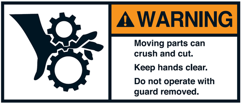 Warnaufkleber 'Moving Parts Can Crush And Cut' – 3 Größen, Witterungsbeständig, Nach ISO 7010