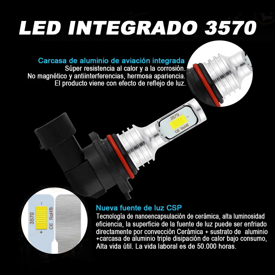 Para Mazda 6 2011 2012 2013 -6 Piezas Bombillas LED Faro Alto Bajo + Kit de Luz Antiniebla Foto 2 de 4