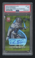 2003 DONRUSS ELITE Deion Sanders AUTOGRAPH PASSING THE TORCH #ED 039/100 HOF PSA
