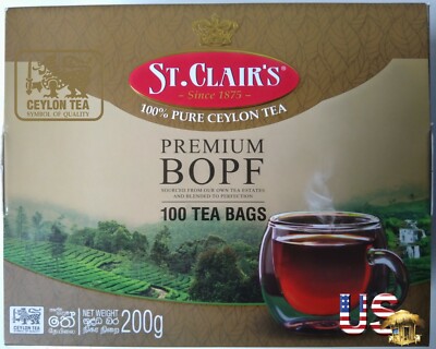 Ceylon Pure Black Tea St. Clair's brand 100 Tea Bags 200 g From sri Lanka