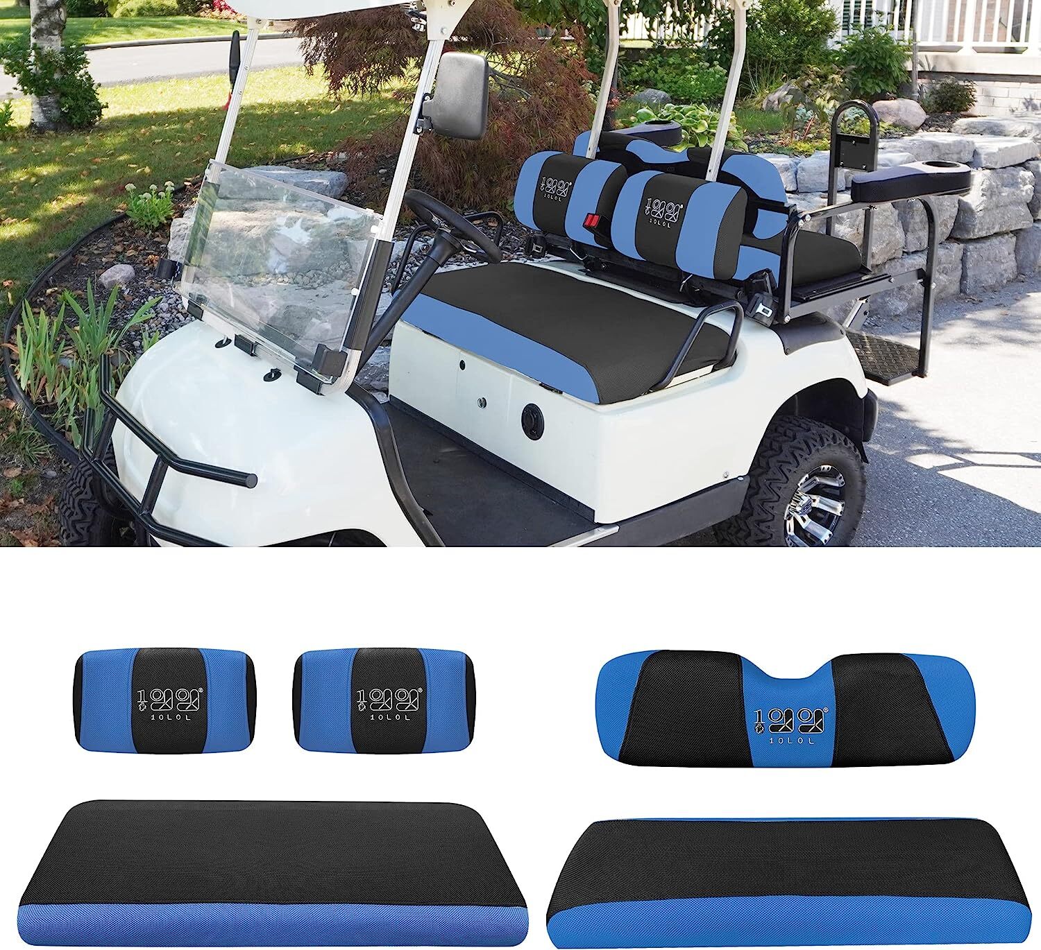 Blue Golf Cart Front Rear Seat Covers for Yamaha G2 Car DS