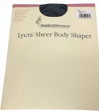 Lycra Sheer Body Shaper Navy Sz B Control Top Sandal foot Pantyhose Jessica S