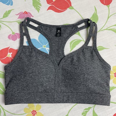 90 Degree By Reflex Racerback Sports Bra Dark Heather Gray Size Small 