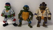Lot Of  90s Vintage TMNT Action Figures Leonardo Undercover Don Baseball Catcher