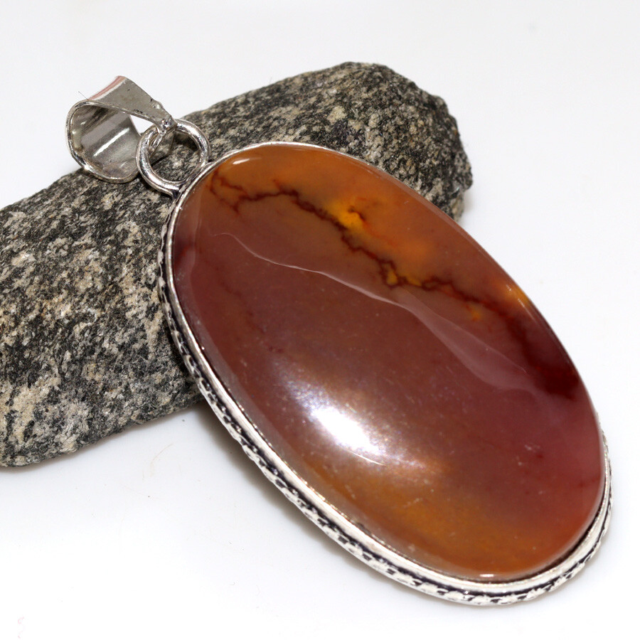 Mookaite 925 Silver Plated Gemstone Handmade Pendant Unique Gift 2.1 Inch JW