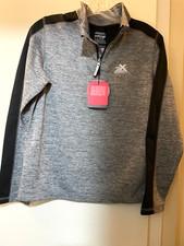 NEW ZeroXposur BOYS LARGE L 14 16 Gray  Black 1/4 ZIP Long Sleeve SHIRT - YOUTH