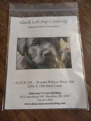 NEW Shinysun's Cross Stitching Black Lab Pup Close Up Chart Pattern Dog Puppy