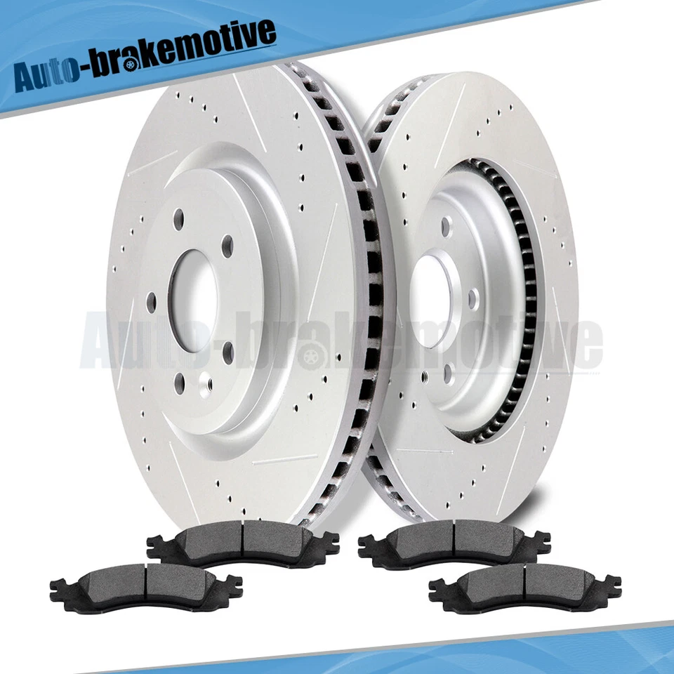 FRONT BRAKE ROTORS AND METALLIC PADS FOR 10-12 FORD TAURUS DRILLED,SLOTTED Foto 4 de 4