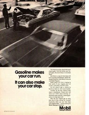 1968 Mobil Oil Corporation Detergent Gasoline Makes Your Car Run & Stop Print Ad