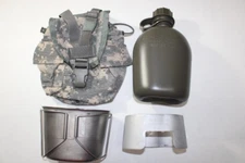 US Military Issue 1QT Water Canteen MOLLE ACU Pouch Stainless Cup Cooking Stove