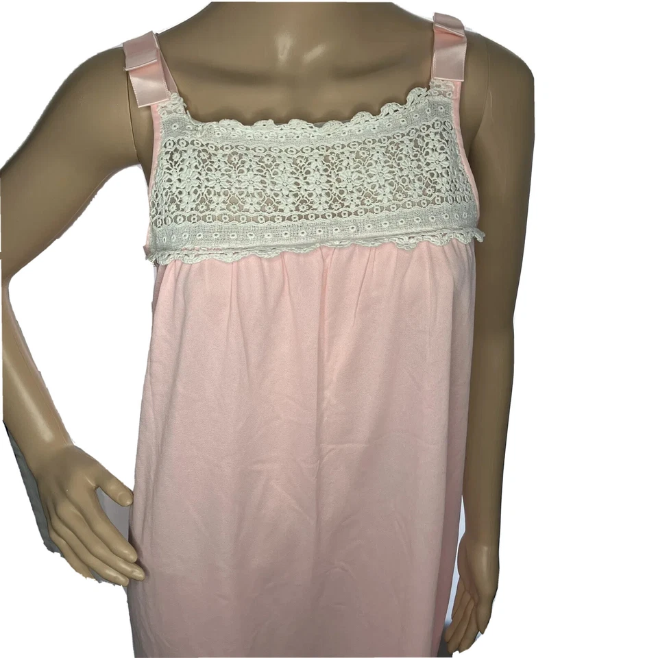 Винтажный Van Raalte ночная рубашка размер 36 средний длиной платье без рукавов нейлона розовый 60-х - Изображение 2 из 4