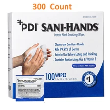 300 Ct. PDI Hand Sanitizing Wipe Sani-Hands Ethyl Alcohol Wipe Individual Packet