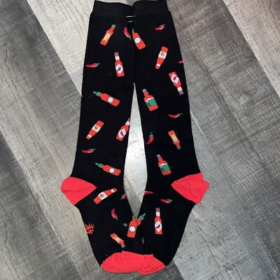 HOT SAUCE PEPPERS CHILLI NOVELTY DESIGN DRESS KNEE SOCKS LARGE