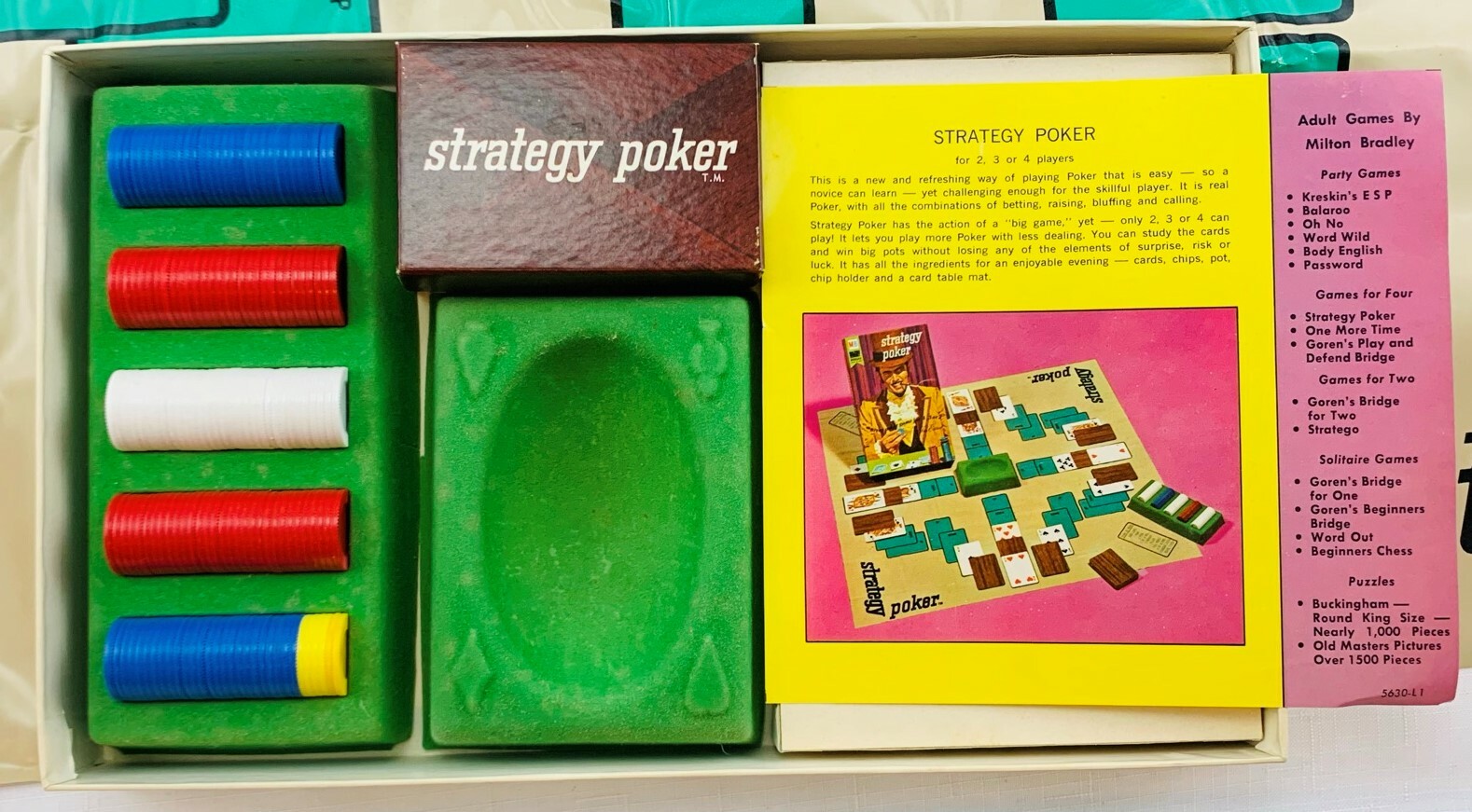 1967 Strategy Poker Board Game Fine Edition Milton Bradley Very Good