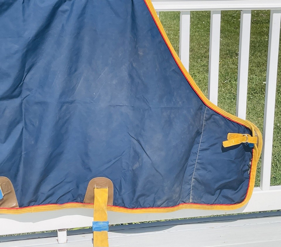 BMB Navy With Gold Trim Nylon Open Front Stable Sheet Lightly Used