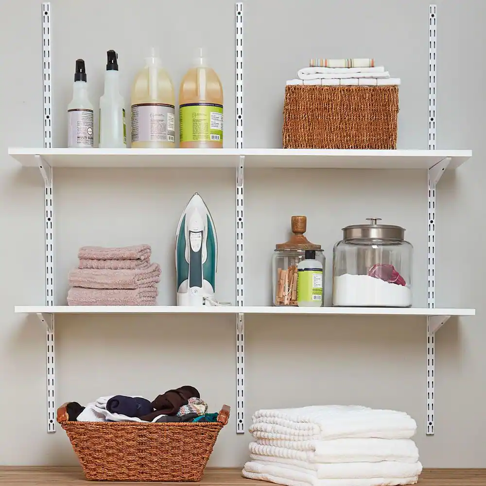 New Rubbermaid White Laminated Wood Shelf 10 in D x 24 in L, Adjustable, Durable eBay