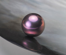 Stunning 7-8mm natural tahitian genuine black red loose pearl half drilled AAA 