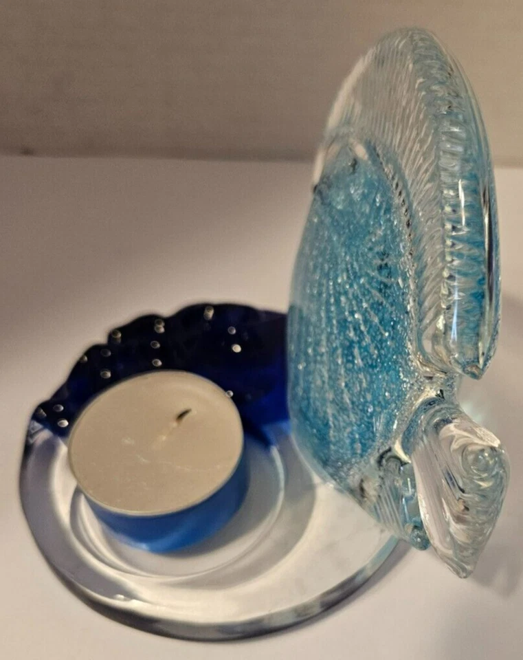 Castiçal votivo oceano peixe azul água e transparente vidro, soprado à mão. Marinha. - Imagem 3 de 4